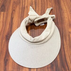 Scala Collezione beach visor hat bow canvas linen